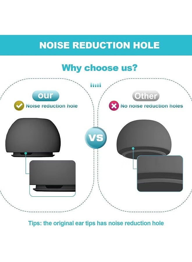 [3 أزواج] أطراف أذن بديلة لسماعات AirPods Pro و AirPods Pro 2 (صغير/متوسط/كبير) مع فتحات لتقليل الضوضاء، أطراف أذن سيليكونية مع شبكة غبار + قلم تنظيف - Image 5